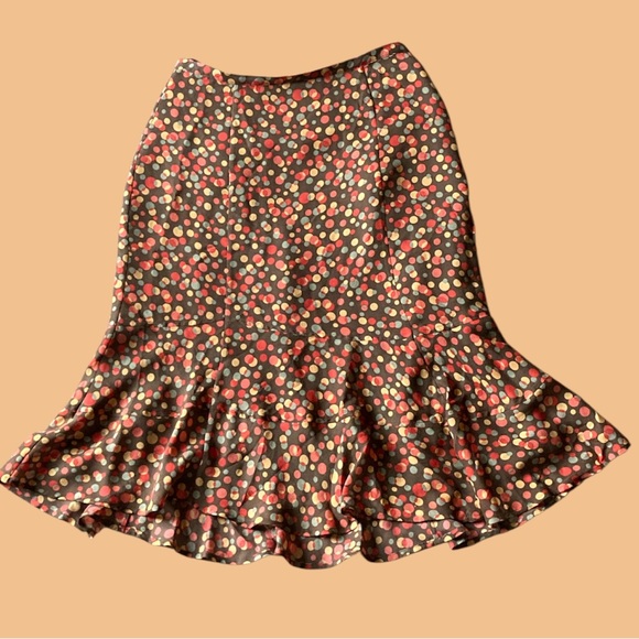 Valerie Stevens Dresses & Skirts - Valerie Stevens 100% Silk Ruffle Polka Dot Midi Skirt Size 4 EUC